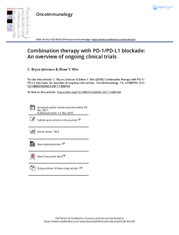 (PDF) Combination therapy with PD-1/PD-L1 blockade: An overview of ...