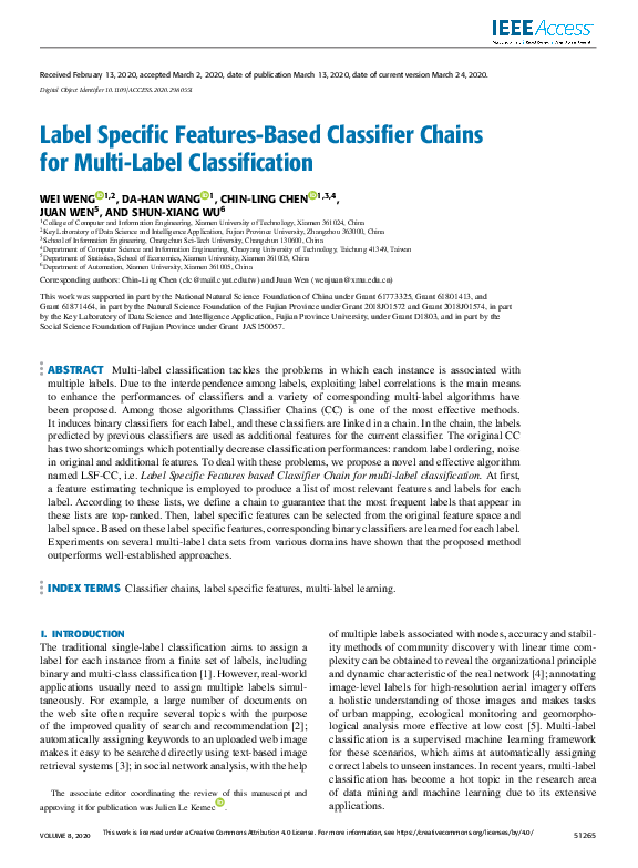 (PDF) Label Specific Features-Based Classifier Chains for Multi-Label ...