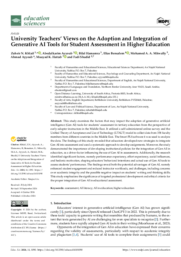 (PDF) University Teachers' Views on the Adoption and Integration of ...