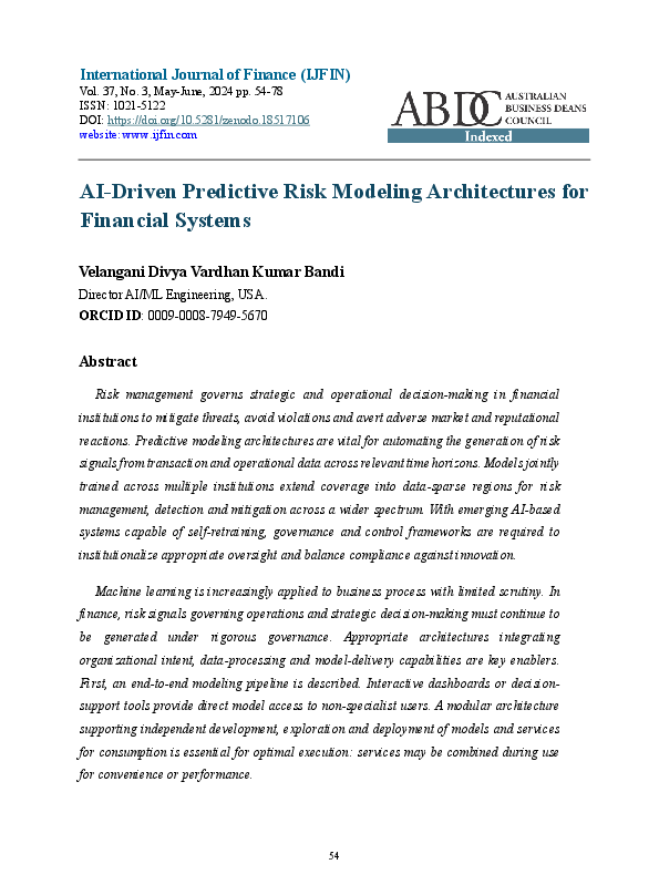 (PDF) AI-Driven Predictive Risk Modeling Architectures for Financial ...