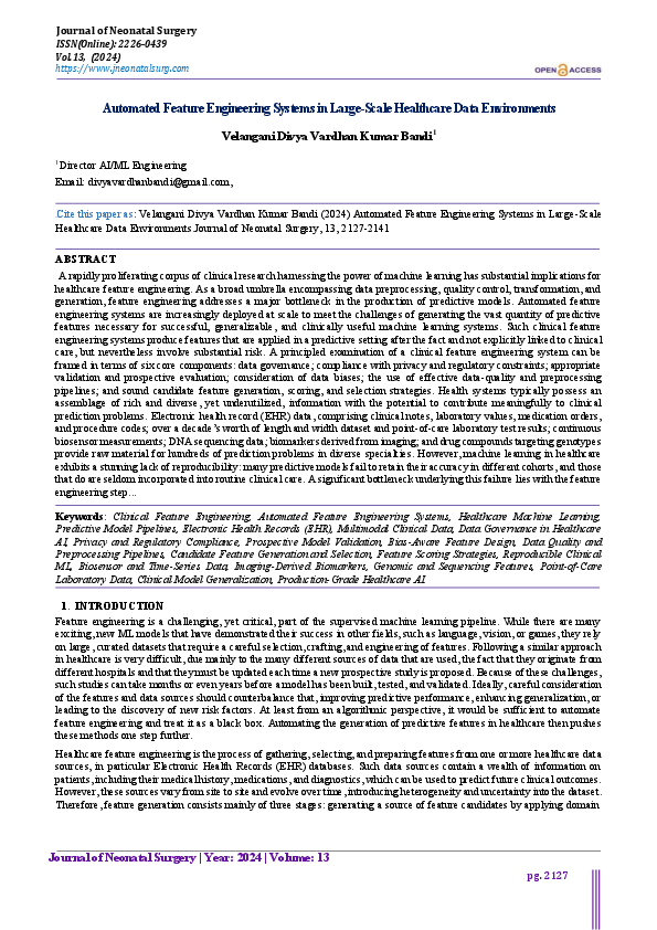 (PDF) Automated Feature Engineering Systems in Large-Scale Healthcare ...