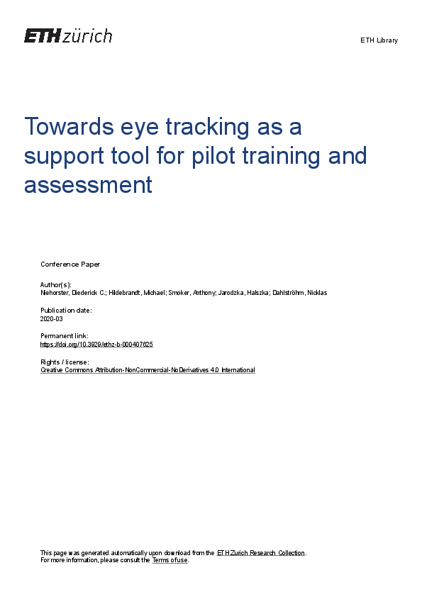 (PDF) Towards eye tracking as a support tool for pilot training and ...