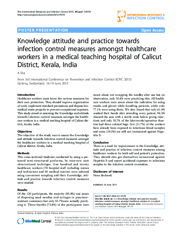 (PDF) Knowledge attitude and practice towards infection control ...