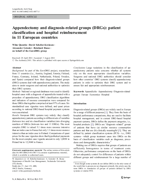 (PDF) Childbirth and Diagnosis Related Groups (DRGs): patient ...