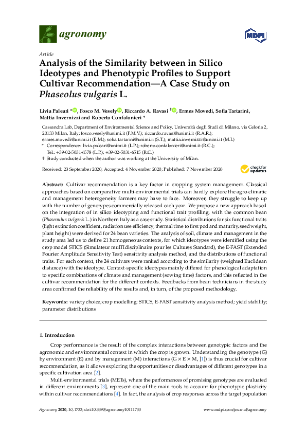 (PDF) Analysis of the Similarity between in Silico Ideotypes and ...