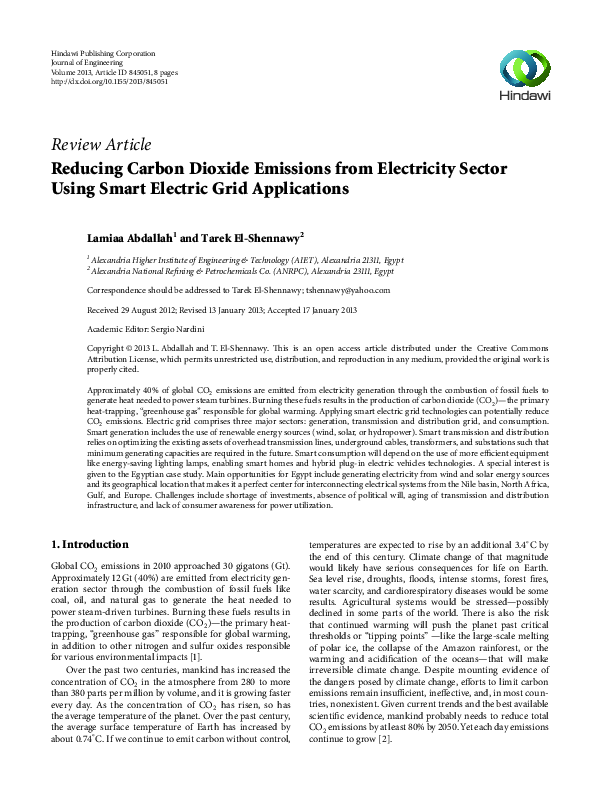 (PDF) Reducing Carbon Dioxide Emissions from Electricity Sector Using ...