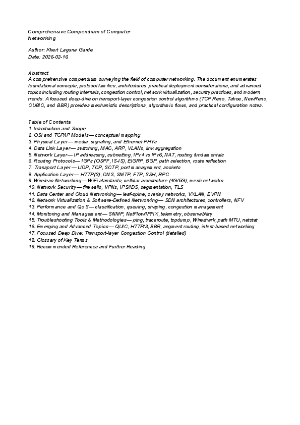 (PDF) Comprehensive List of Computer Networking