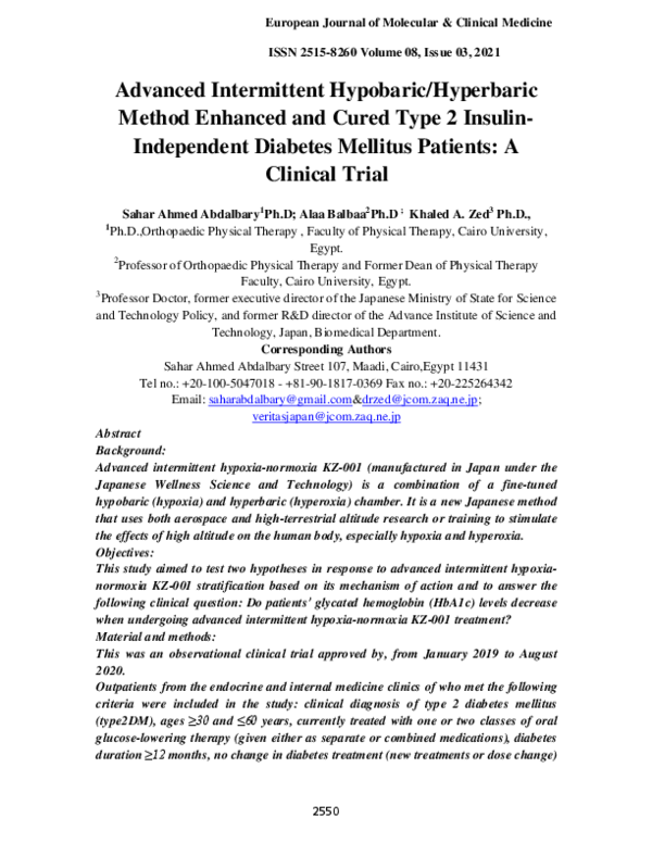 (PDF) Advanced Intermittent Hypobaric/Hyperbaric Method Enhanced and ...