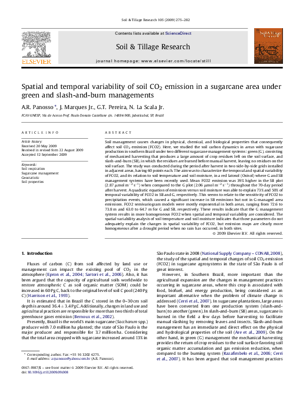 (PDF) Spatial and temporal variability of soil CO2 emission in a ...