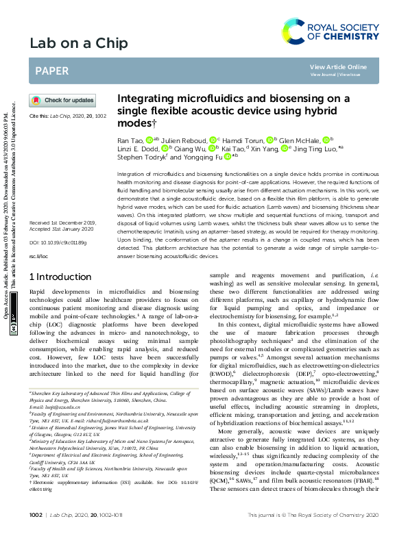 (PDF) Integrating microfluidics and biosensing on a single flexible ...