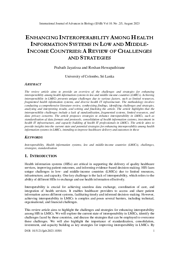 (PDF) Enhancing Interoperability Among Health Information Systems in ...