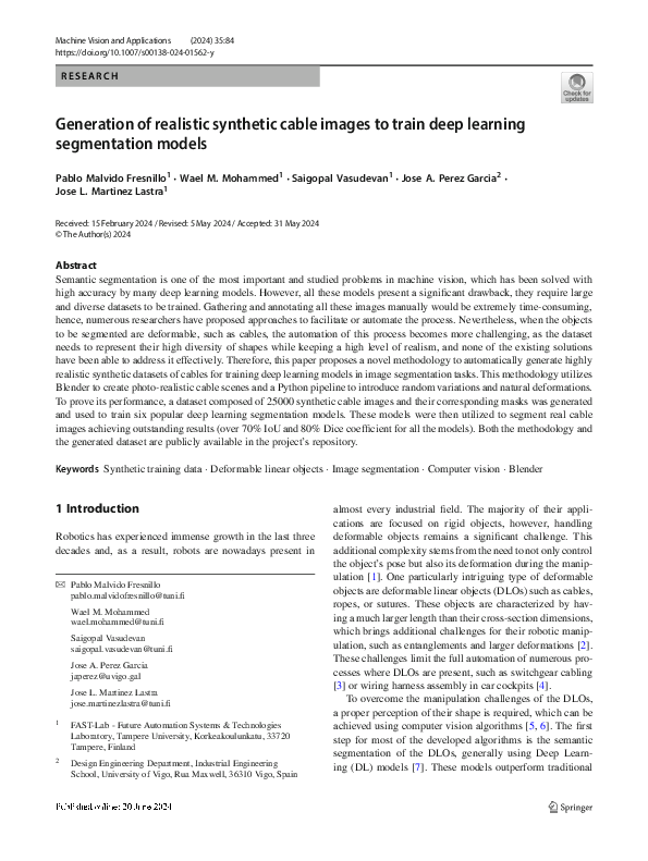 (PDF) Generation of realistic synthetic cable images to train deep ...