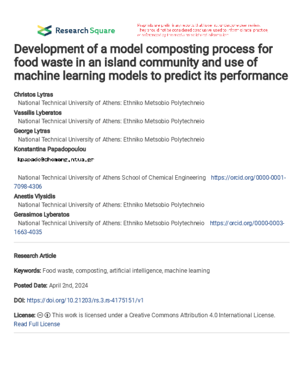(PDF) Development of a model composting process for food waste in an ...