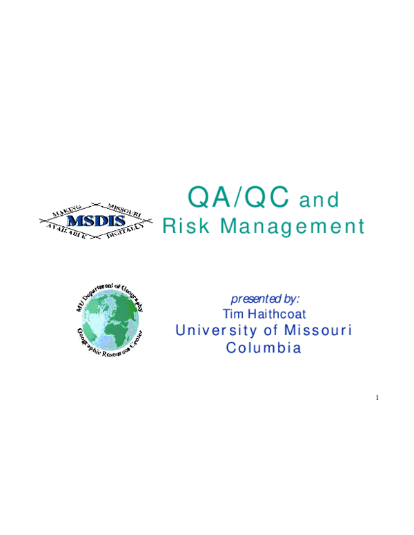 (PDF) QA/QC and Risk Management
