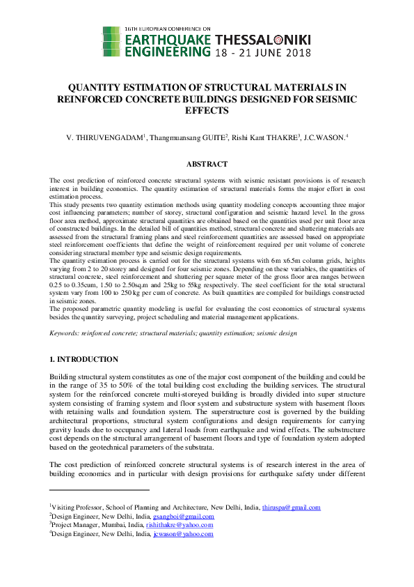 (PDF) Quantity Estimation of Structural Materials in Reinforced ...