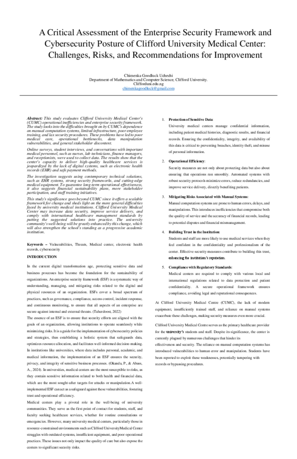 (PDF) A Critical Assessment of the Enterprise Security Framework and ...