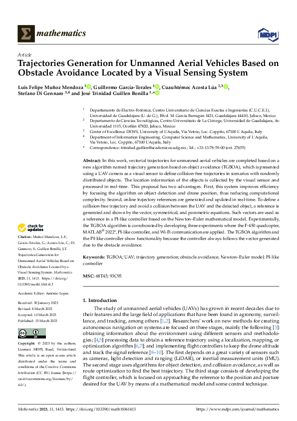 (PDF) Trajectories Generation for Unmanned Aerial Vehicles Based on ...