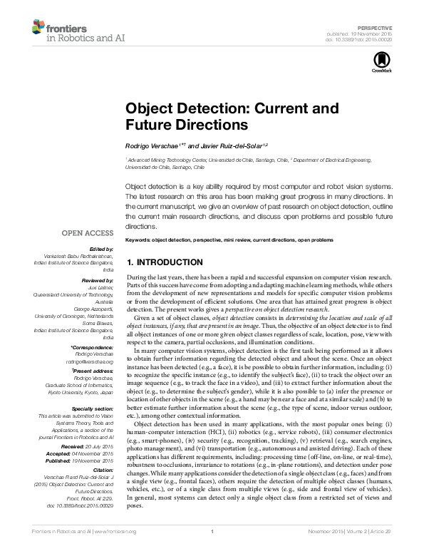 (PDF) Object Detection: Current and Future Directions