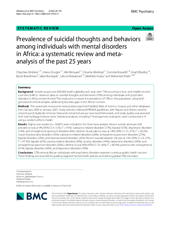 (PDF) Prevalence of suicidal thoughts and behaviors among individuals ...