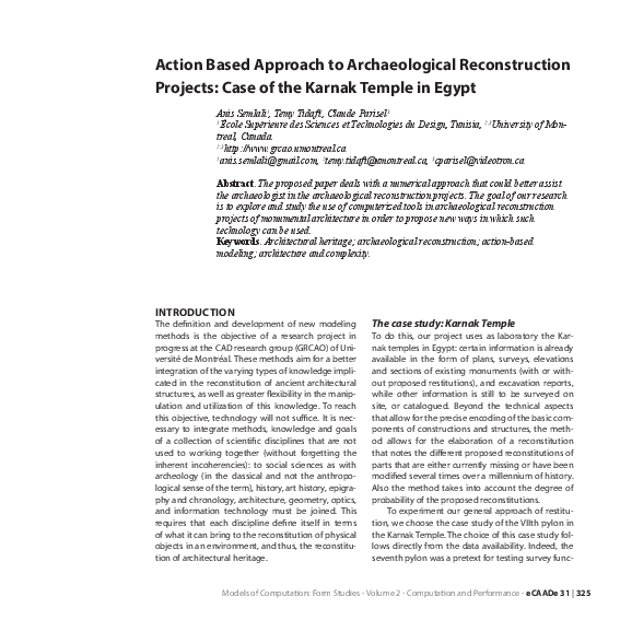 (PDF) Action Based Approach to Archaeological Reconstruction Projects ...