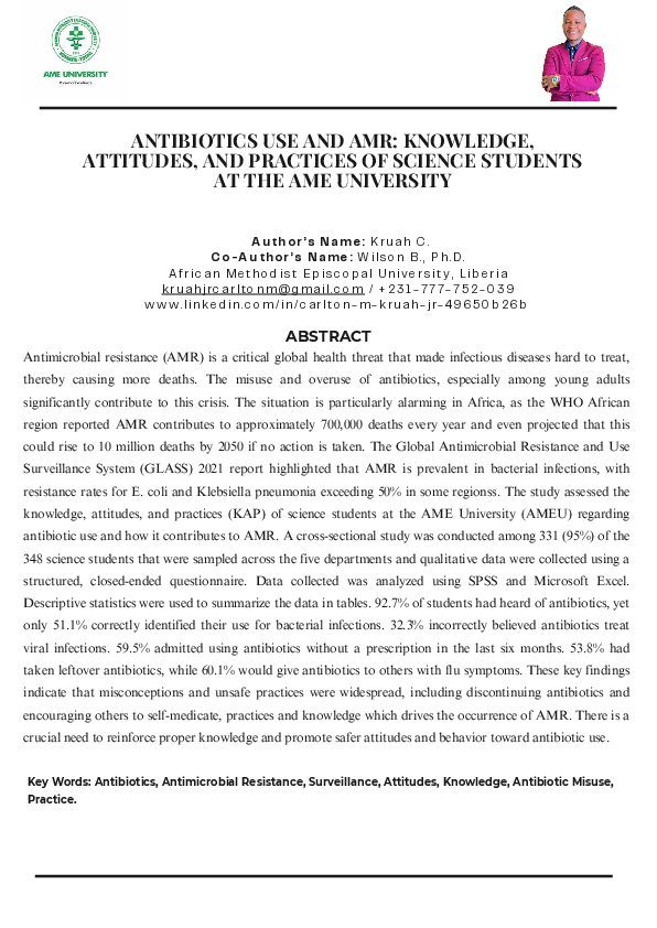 (PDF) ANTIBIOTICS USE AND AMR: KNOWLEDGE, ATTITUDES, AND PRACTICES OF ...