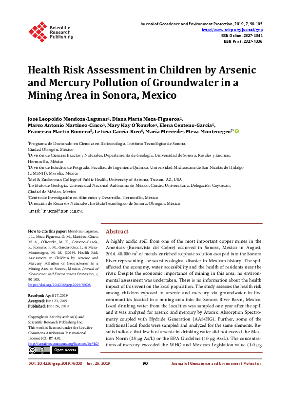 (PDF) Health Risk Assessment in Children by Arsenic and Mercury ...