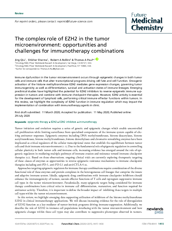 (PDF) The complex role of EZH2 in the tumor microenvironment ...