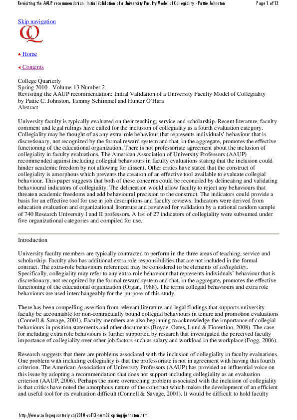 (PDF) Revisiting the AAUP Recommendation: Initial Validation of a ...