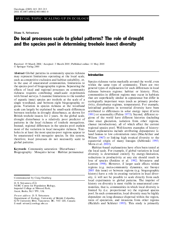(PDF) Do local processes scale to global patterns? The role of drought ...