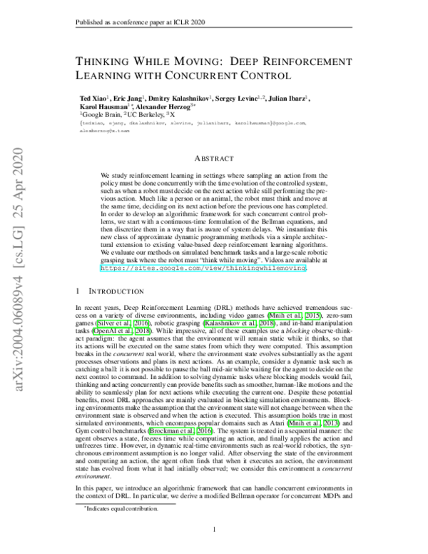 (PDF) Thinking While Moving: Deep Reinforcement Learning with ...