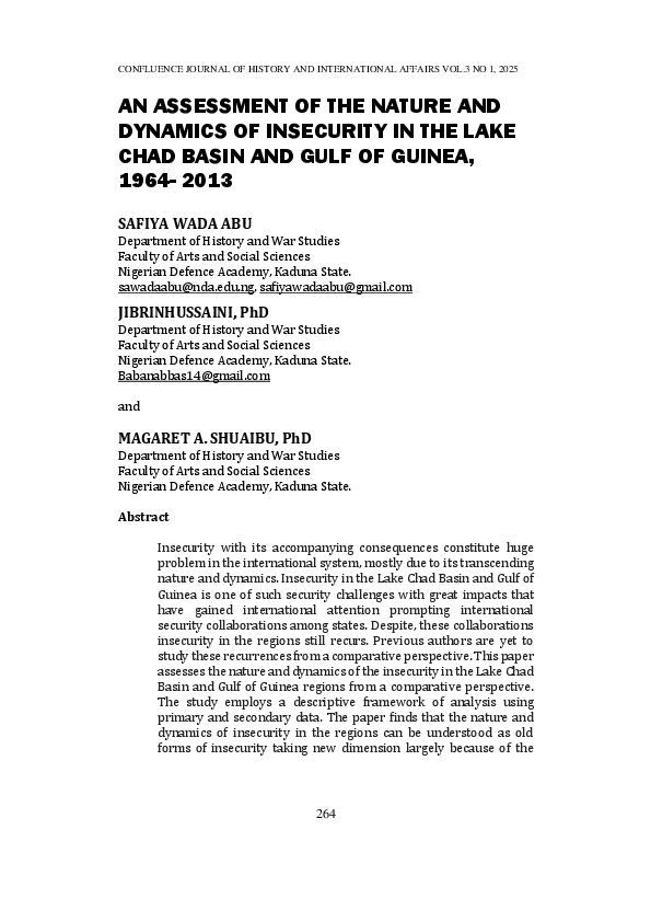(PDF) AN ASSESSMENT OF THE NATURE AND DYNAMICS OF INSECURITY IN THE ...