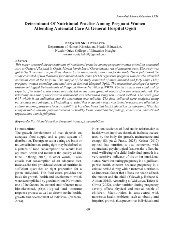 (PDF) Determinant Of Nutritional Practice Among Pregnant Women ...