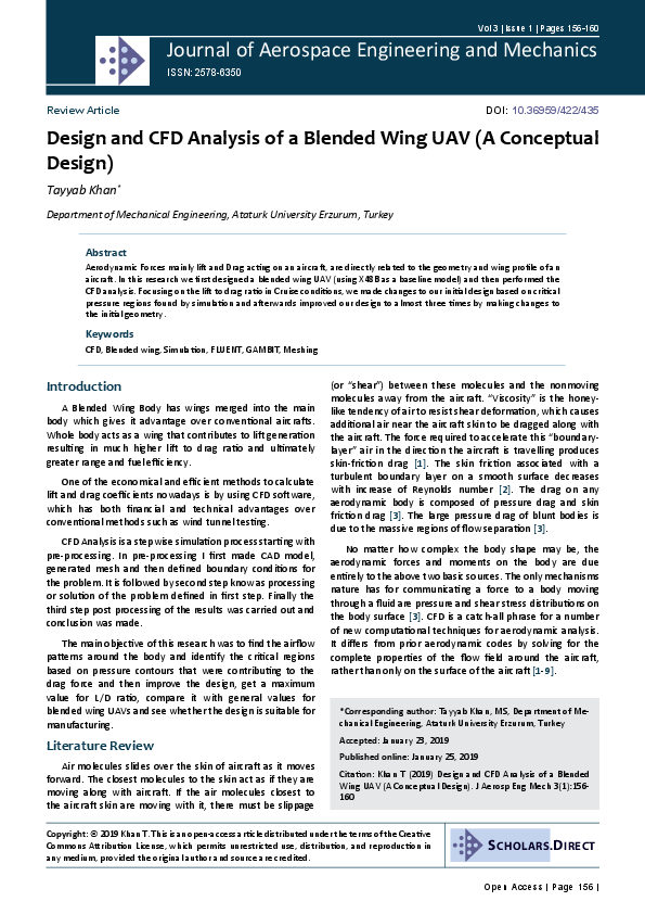 (PDF) Design and CFD Analysis of a Blended Wing UAV (A Conceptual Design)