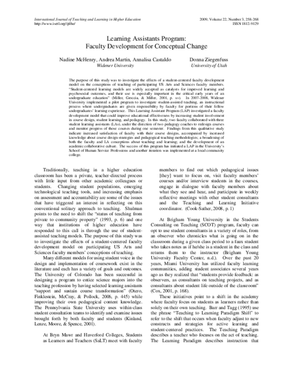 (PDF) Learning Assistants Program: Faculty Development for Conceptual ...