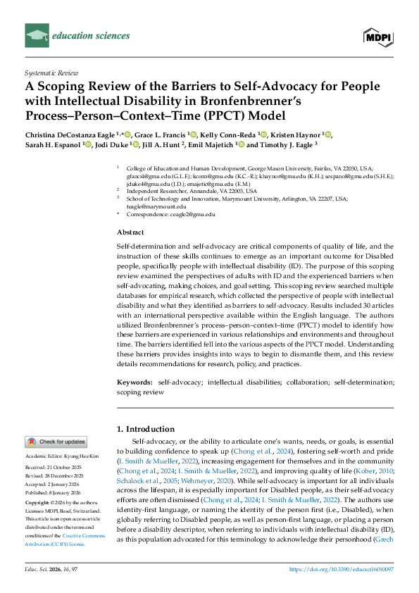 (PDF) A Scoping Review of the Barriers to Self-Advocacy for People with ...