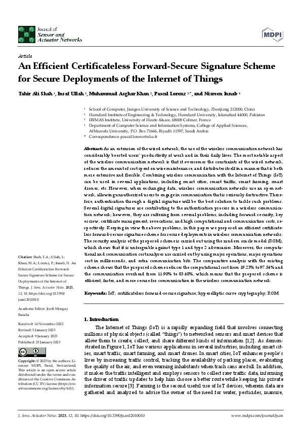 (PDF) An Efficient Certificateless Forward-Secure Signature Scheme for ...