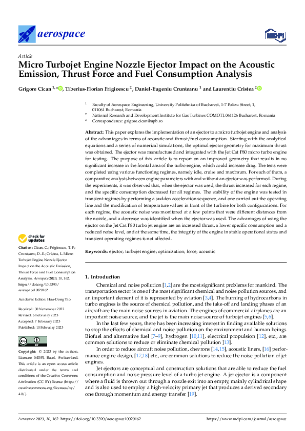 (PDF) Micro Turbojet Engine Nozzle Ejector Impact on the Acoustic ...