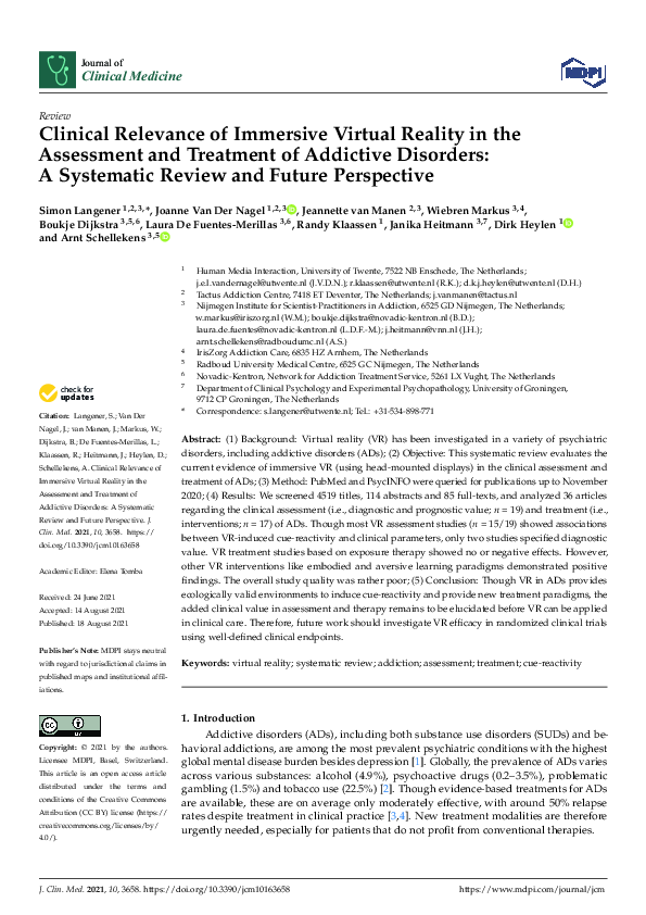 (PDF) Clinical Relevance of Immersive Virtual Reality in the Assessment ...