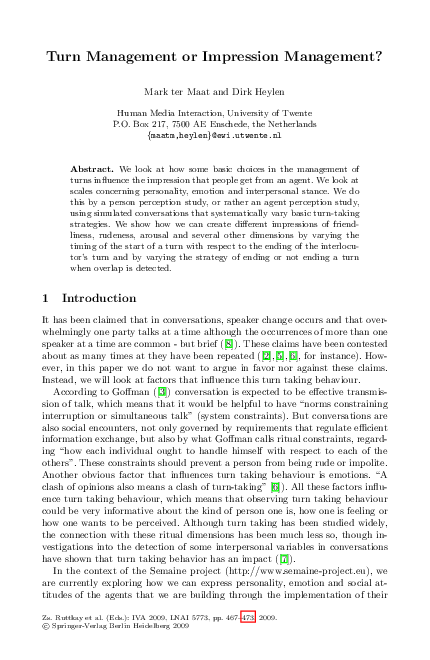 (PDF) Turn Management or Impression Management?