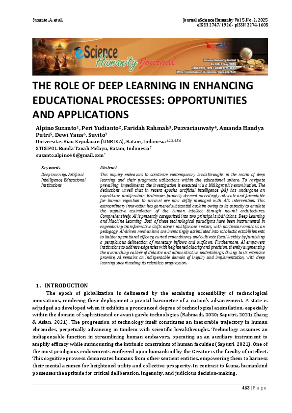 (PDF) THE ROLE OF DEEP LEARNING IN ENHANCING EDUCATIONAL PROCESSES ...