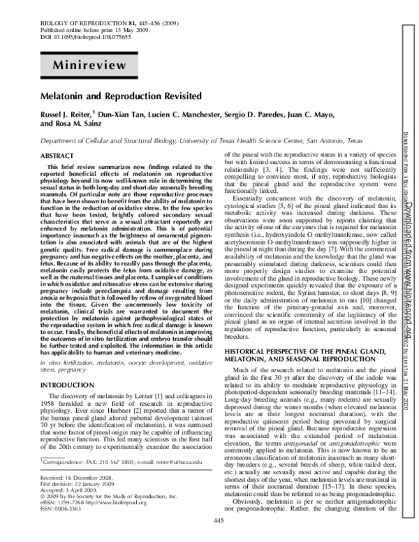 (PDF) Melatonin and Reproduction Revisited