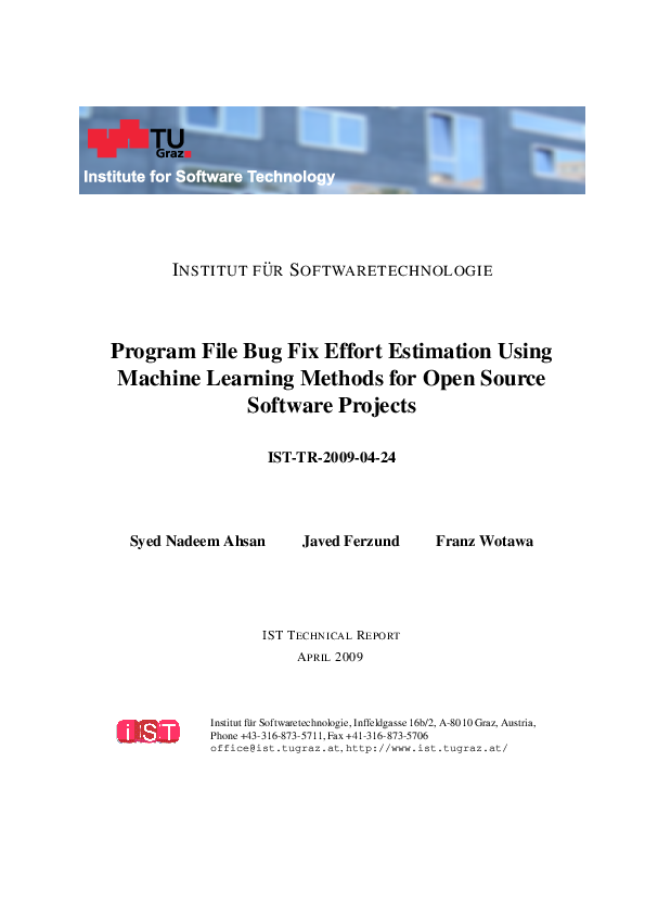 (PDF) Program file bug fix effort estimation using machine learning ...