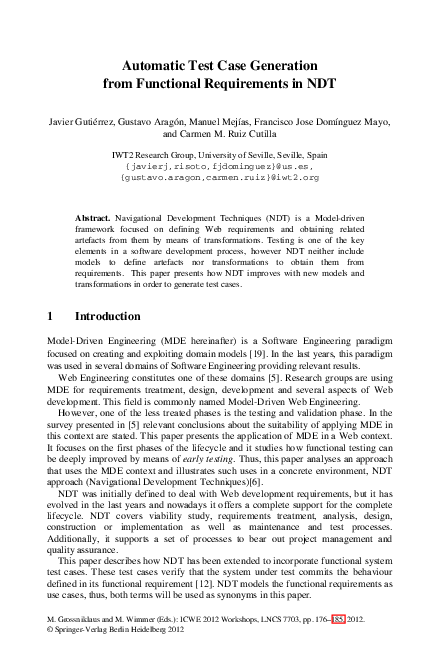 (PDF) Automatic Test Case Generation from Functional Requirements in NDT