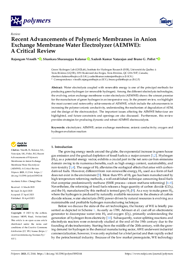 (PDF) Recent Advancements of Polymeric Membranes in Anion Exchange ...