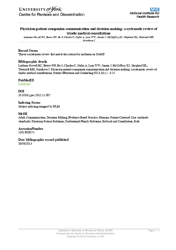 (PDF) Physician-patient-companion communication and decision-making: a ...