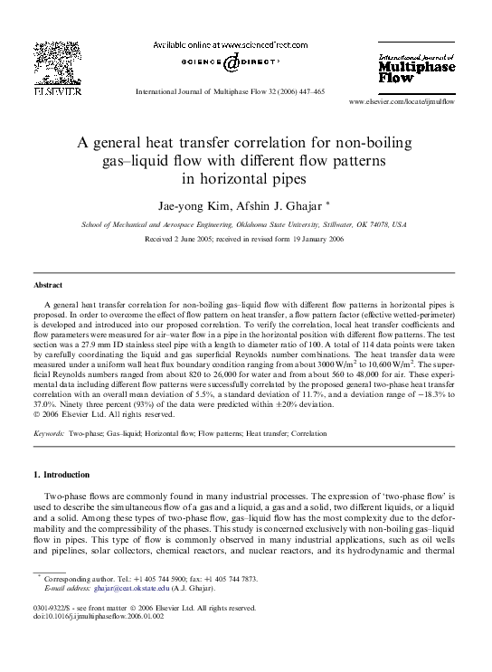 (PDF) A general heat transfer correlation for non-boiling gas–liquid ...