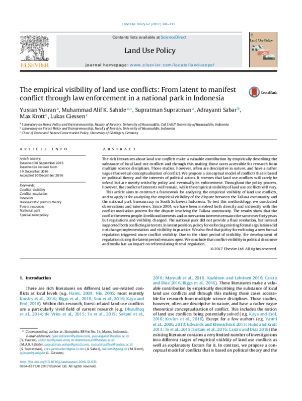 (PDF) The empirical visibility of land use conflicts: From latent to ...