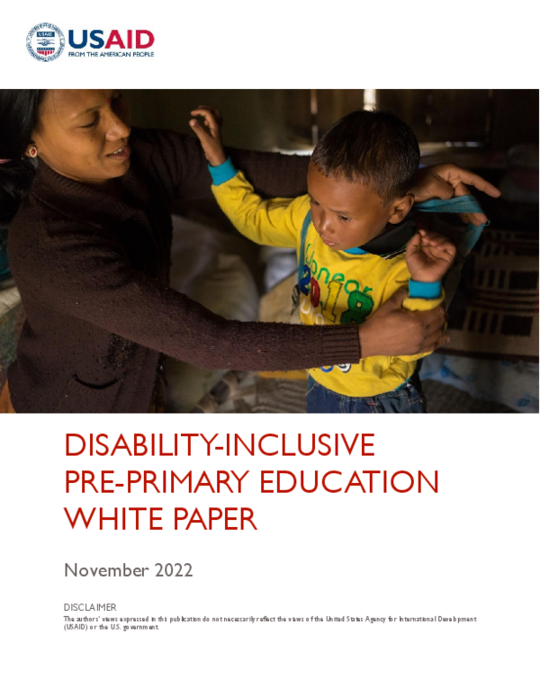 (PDF) Disability Inclusive Pre primary Education White Paper