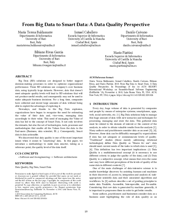(PDF) From big data to smart data: a data quality perspective