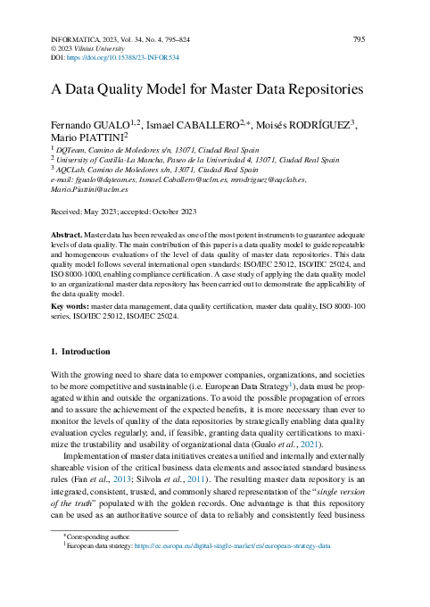 (PDF) A Data Quality Model for Master Data Repositories